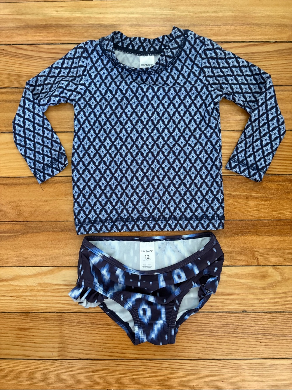 Carter's baby navy blue geometric patterned 2-piece swimsuit - 12m